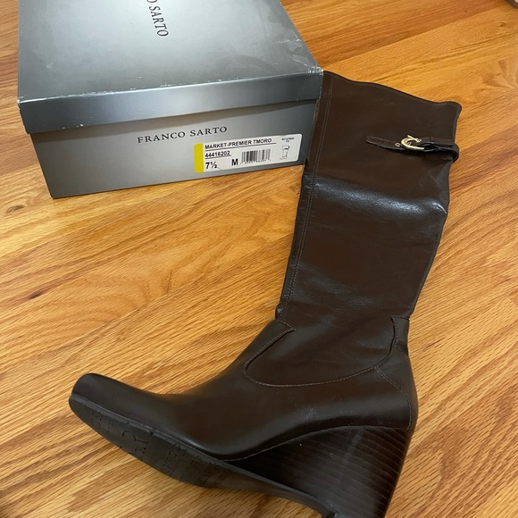 Franco Sarto over the knee wedge boot 7.5 chocolate brown - Picture 4 of 8